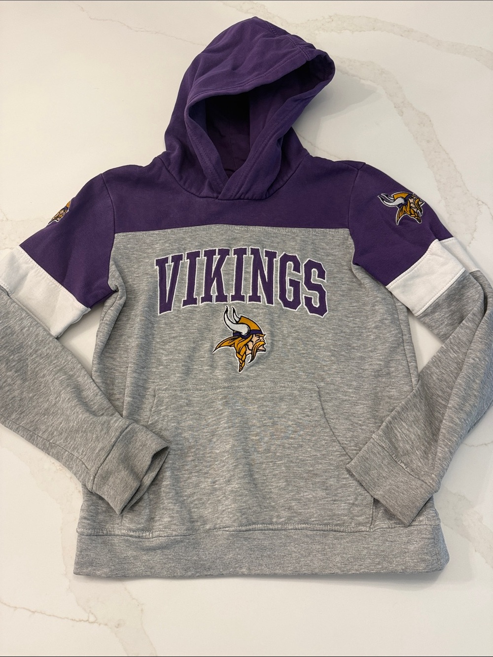 NFL Minnesota Vikings Youth Pullover Hoodie - Purple, Gray, White